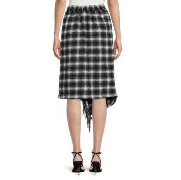 Time and Tru Faux Wrap Flannel Skirt Pull-up Plaid Warm Fringe Office 16-18 XL - Picture 2 of 15